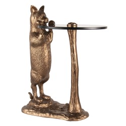 Clayre & Eef Side Table Cat 51x36x30 cm Copper colored Black Aluminium