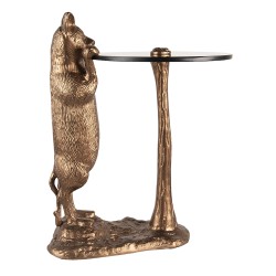 Clayre & Eef Side Table Cat 51x36x30 cm Copper colored Black Aluminium