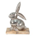 Clayre & Eef Figurine Lapin 21x11x28 cm Couleur argent Aluminium Bois