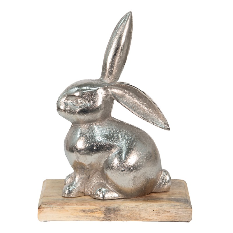 Clayre & Eef Figurine Lapin 21x11x28 cm Couleur argent Aluminium Bois