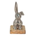 Clayre & Eef Figur Kaninchen 11x10x20 cm Silberfarbig Aluminium-Holz
