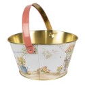 Clayre & Eef Panier de décoration Ø 19x10 cm Blanc Aluminium Lapin