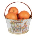 Clayre & Eef Panier de décoration Ø 19x10 cm Blanc Aluminium Lapin
