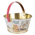 Clayre & Eef Cesto decorativo Ø 19x10 cm Bianco Alluminio Coniglio