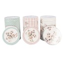 Clayre & Eef Couvercle de pot de stockage set de 3 Ø 8x12 cm Blanc Aluminium