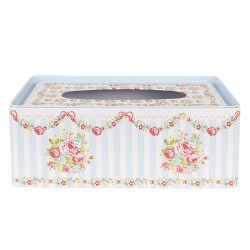 Clayre & Eef Tissue Box 23x13x10 cm Blue Aluminium