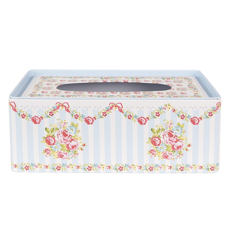 Clayre & Eef Taschentuchbox 23x13x10 cm Blau Aluminium