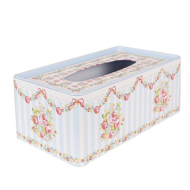 Clayre & Eef Taschentuchbox 23x13x10 cm Blau Aluminium