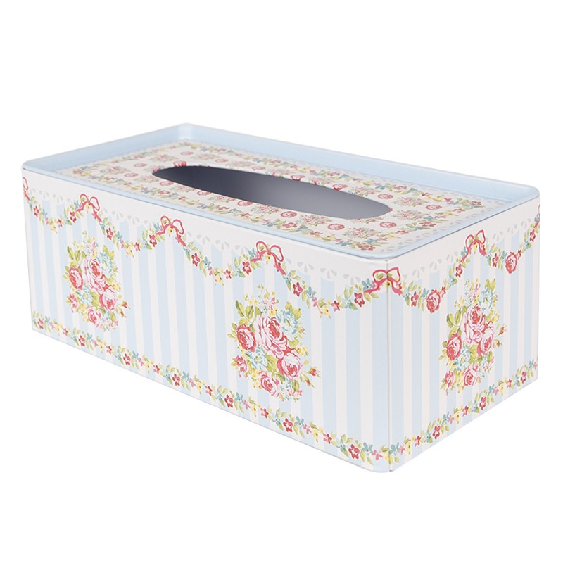 Clayre & Eef Taschentuchbox 23x13x10 cm Blau Aluminium