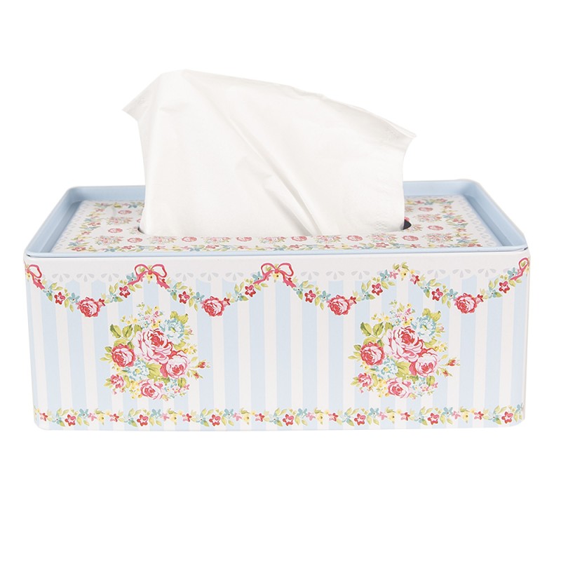 Clayre & Eef Taschentuchbox 23x13x10 cm Blau Aluminium