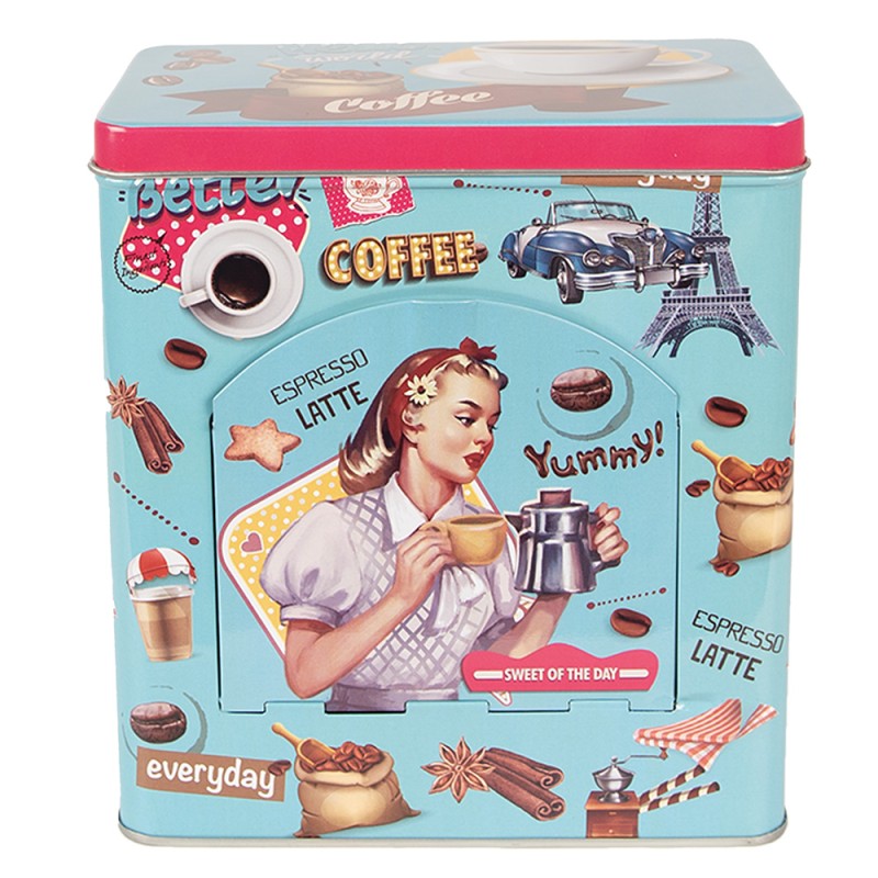 Clayre & Eef Scatola portaoggetti 16x10x18 cm Blu Alluminio