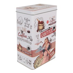 Clayre & Eef Boîte de rangement 8x12x19 cm Blanc Rouge Aluminium Coffee