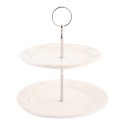 Clayre & Eef 2-stöckige Etagere 23 cm Beige Keramik Rund Rosen