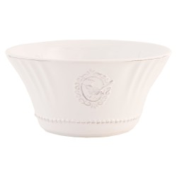 Clayre & Eef Soepkom  Ø 14x7 cm Wit Keramiek Rond Vogel