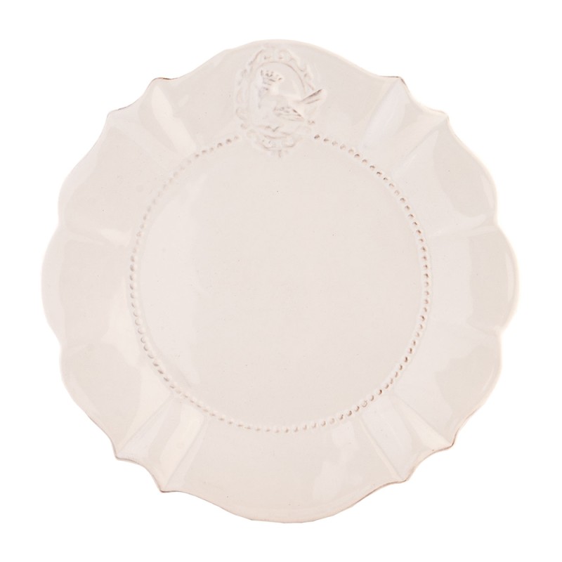 Clayre & Eef Ontbijtbord  Ø 21 cm Wit Keramiek Rond