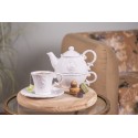 Clayre & Eef Cup and Saucer 125 ml White Ceramic Round