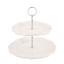 Clayre & Eef 2-Tiered Stand 23 cm Beige Ceramic Round