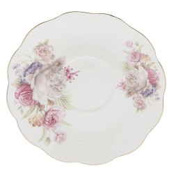 Clayre & Eef Cup and Saucer 250 ml Pink White Porcelain Flowers