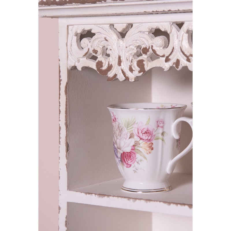Clayre & Eef Mug 200 ml Rose Blanc Porcelaine Rond Fleurs