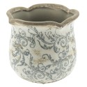 Clayre & Eef Bloempot  Ø 15x14 cm Beige Grijs Keramiek Rond Bloemen