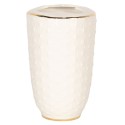Clayre & Eef Toothbrush Holder 7x12 cm White Gold colored Ceramic Round