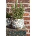 Clayre & Eef Pot de fleurs Ø 18x15 cm Beige Vert Céramique Rond Fleurs