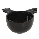 Clayre & Eef Measuring Spoon 14x13x7 cm Black Ceramic Round Rooster