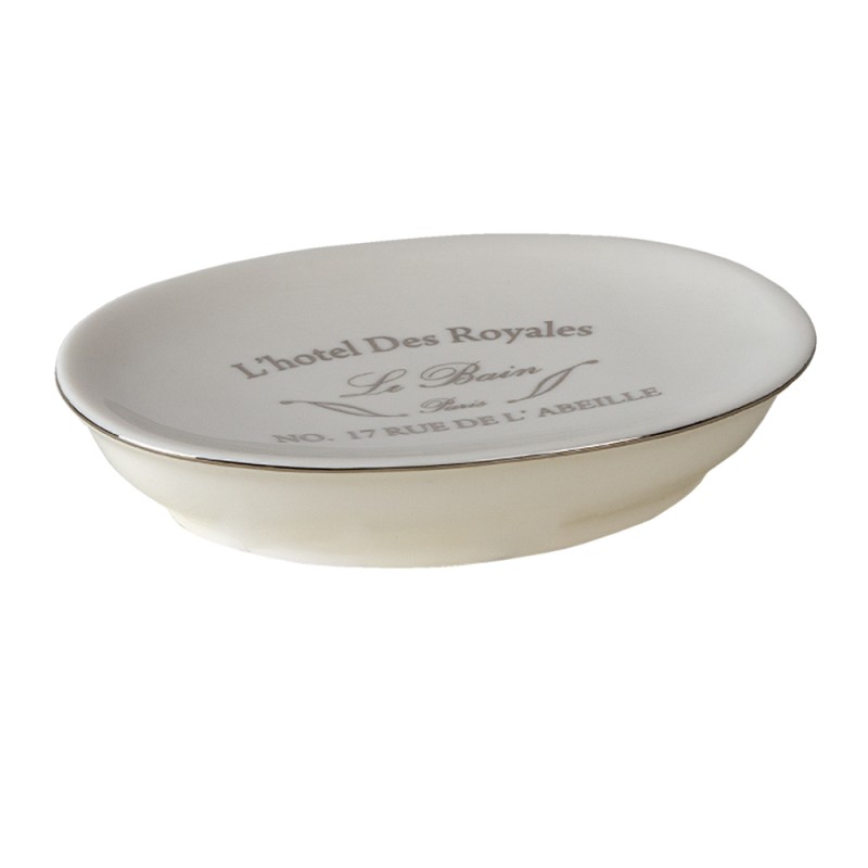 Clayre & Eef Soap Dish 14x10 cm White Ceramic Oval