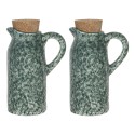 Clayre & Eef Set olio e aceto set di 2 8x6x14 cm Verde Ceramica Rotondo