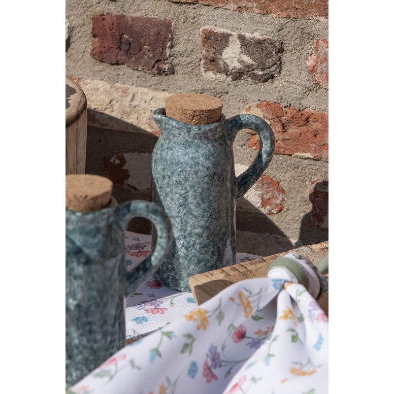 Clayre & Eef Set olio e aceto set di 2 8x6x14 cm Verde Ceramica Rotondo