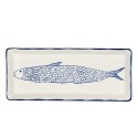 Clayre & Eef Vassoio da portata 30x12x2 cm Beige Ceramica Rettangolo Pesce