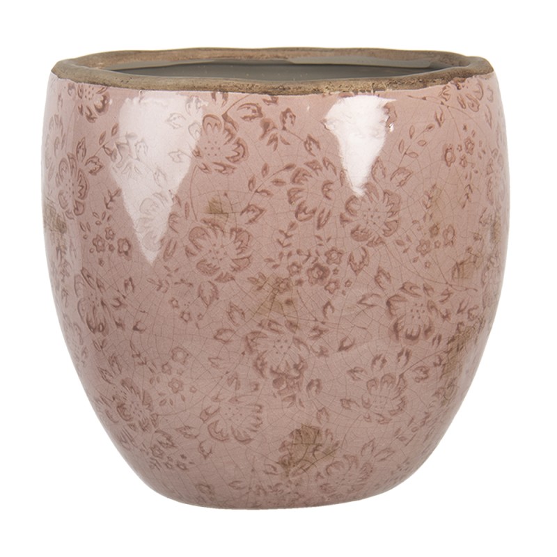 Clayre & Eef Blumentopf Ø 18x17 cm Rosa Keramik Rund Blumen