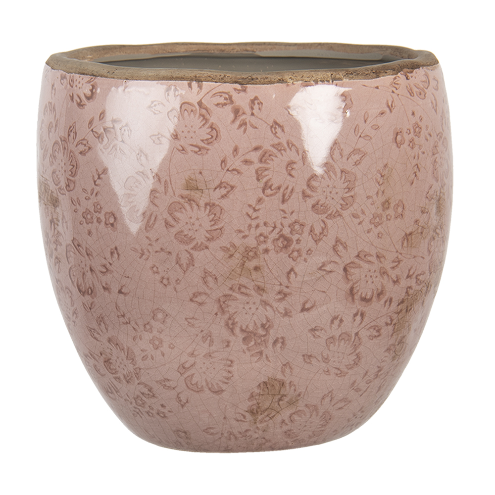 Clayre&Eef BloempotØ 18x17 cm Roze Keramiek Bloemen afbeelding