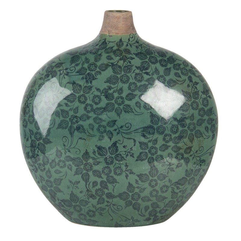 Clayre & Eef Vaso 29x13x31 cm Verde Ceramica Ovale Fiori