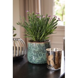 Clayre & Eef Fioriera Ø 11x10 cm Verde Ceramica Foglie