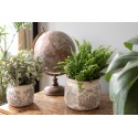 Clayre & Eef Pot de fleurs Ø 12x9 cm Gris Beige Céramique Rond Fleurs
