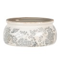 Clayre & Eef Bloempot  Ø 20x8 cm Grijs Beige Keramiek Rond Bloemen