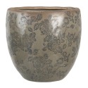 Clayre & Eef Blumentopf Ø 20x19 cm Grün Keramik Rund Blumen