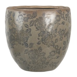 Clayre & Eef Blumentopf Ø 20x19 cm Grün Keramik Rund Blumen