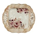 Clayre & Eef Tasse mit Untertasse 200 ml Rosa Beige Porzellan Rund Blumen