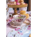 Clayre & Eef Tasse mit Untertasse 200 ml Rosa Beige Porzellan Rund Blumen