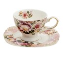 Clayre & Eef Tasse mit Untertasse 200 ml Rosa Porzellan Rund