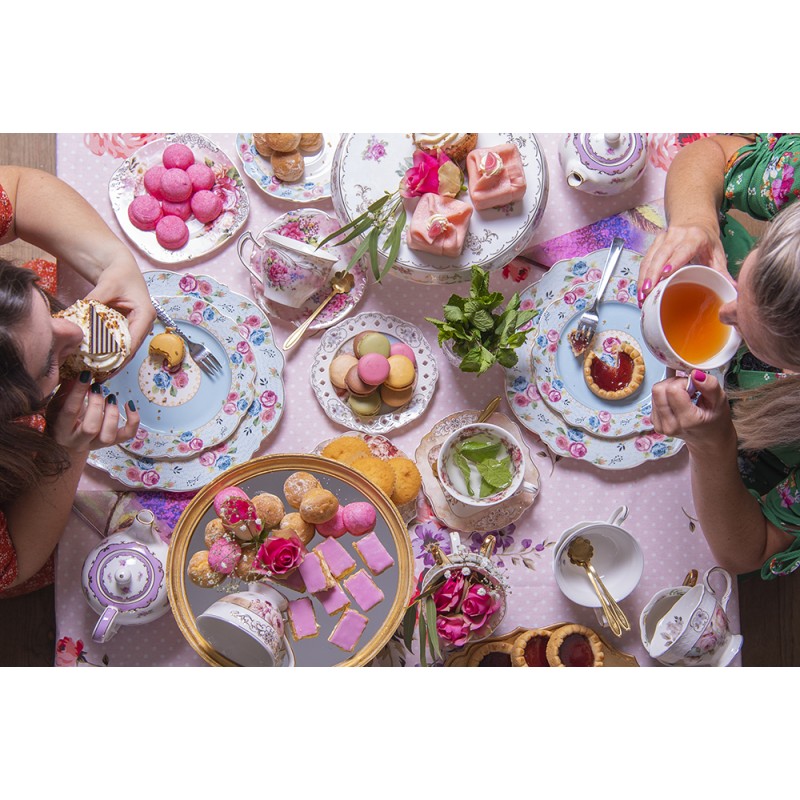 Clayre & Eef Assiette de petit déjeuner Ø 20 cm Bleu Céramique Rond Fleurs