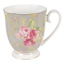 Clayre & Eef Tazza 290 ml Verde Bianco  Porcellana Rotondo Fiori