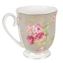 Clayre & Eef Tazza 290 ml Verde Bianco  Porcellana Rotondo Fiori