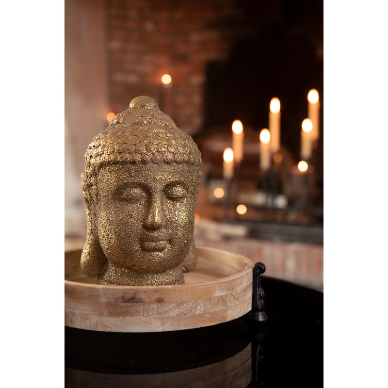Clayre & Eef Figur Buddha 23 cm Goldfarbig Keramik Rund