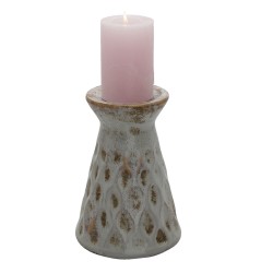 Clayre & Eef Candle holder Ø 14x21 cm Grey Ceramic Round
