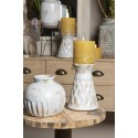 Clayre & Eef Kerzenständer Ø 14x21 cm Grau Keramik Rund