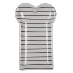 Clayre & Eef Ontbijtbord  10x17 cm Wit Keramiek Strepen