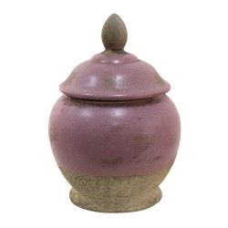 Clayre & Eef Pot de stockage Ø 19x26 cm Rose Beige Céramique